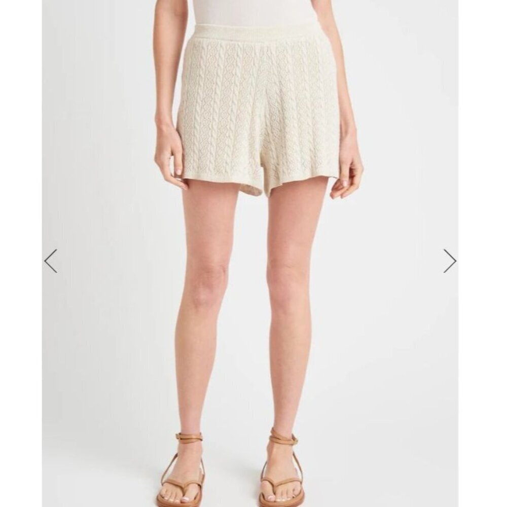 Splendid Crochet Shorts Mid-Rise Peachskin Fabric Cream Fully Lined MSRP $118 - Picture 2 of 11